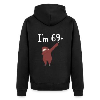 Faultier Liebhaber Faultier Geschenk - Unisex Premium Bio Zip Hoodie - Schwarz - Hinten - Nico (187cm)