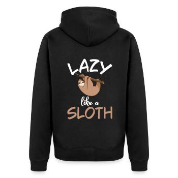 Faultier Liebhaber Faultier Geschenk - Unisex Premium Bio Zip Hoodie - Schwarz - Hinten - Nico (187cm)