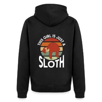 Faultier Liebhaber Faultier Geschenk - Unisex Premium Bio Zip Hoodie - Schwarz - Hinten - Nico (187cm)