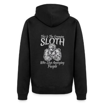 Sloth Lover Sloth Gift - Unisex Premium Organic Zip Hoodie - black - Back - Nico (187cm)