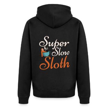 Faultier Liebhaber Faultier Geschenk - Unisex Premium Bio Zip Hoodie - Schwarz - Hinten - Nico (187cm)