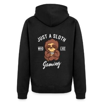 Faultier Liebhaber Faultier Geschenk - Unisex Premium Bio Zip Hoodie - Schwarz - Hinten - Nico (187cm)