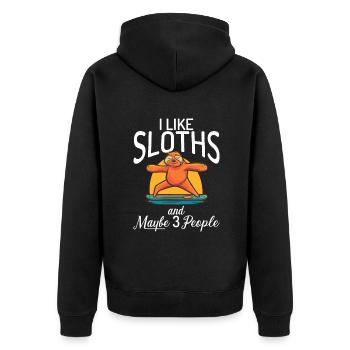 Faultier Liebhaber Faultier Geschenk - Unisex Premium Bio Zip Hoodie - Schwarz - Hinten - Nico (187cm)