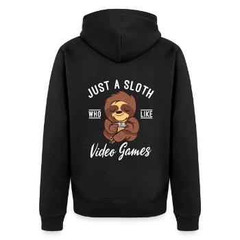 Faultier Liebhaber Faultier Geschenk - Unisex Premium Bio Zip Hoodie - Schwarz - Hinten - Nico (187cm)
