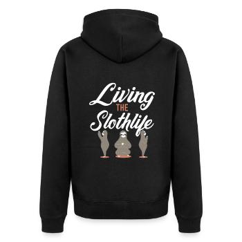 Faultier Liebhaber Faultier Geschenk - Unisex Premium Bio Zip Hoodie - Schwarz - Hinten - Nico (187cm)