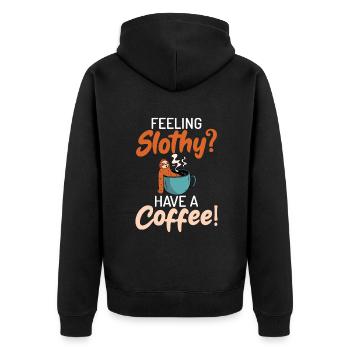 Faultier Liebhaber Faultier Geschenk - Unisex Premium Bio Zip Hoodie - Schwarz - Hinten - Nico (187cm)