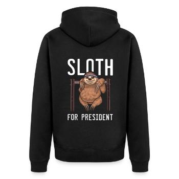 Faultier Liebhaber Faultier Geschenk - Unisex Premium Bio Zip Hoodie - Schwarz - Hinten - Nico (187cm)