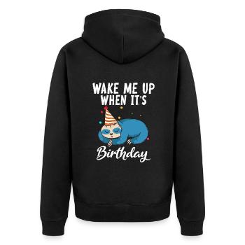 Faultier Liebhaber Faultier Geschenk - Unisex Premium Bio Zip Hoodie - Schwarz - Hinten - Nico (187cm)