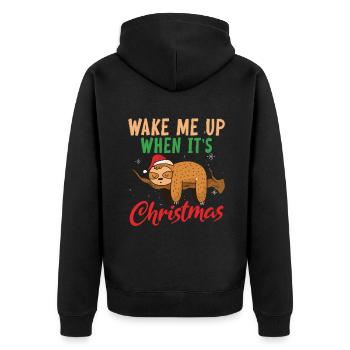 Faultier Liebhaber Faultier Geschenk - Unisex Premium Bio Zip Hoodie - Schwarz - Hinten - Nico (187cm)
