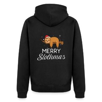 Faultier Liebhaber Faultier Geschenk - Unisex Premium Bio Zip Hoodie - Schwarz - Hinten - Nico (187cm)