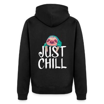Faultier Liebhaber Faultier Geschenk - Unisex Premium Bio Zip Hoodie - Schwarz - Hinten - Nico (187cm)