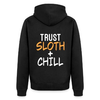 Faultier Liebhaber Faultier Geschenk - Unisex Premium Bio Zip Hoodie - Schwarz - Hinten - Nico (187cm)