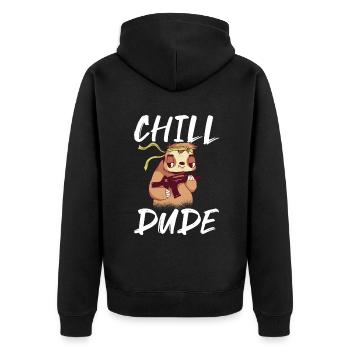 Faultier Liebhaber Faultier Geschenk - Unisex Premium Bio Zip Hoodie - Schwarz - Hinten - Nico (187cm)