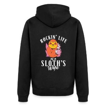 Faultier Liebhaber Faultier Geschenk - Unisex Premium Bio Zip Hoodie - Schwarz - Hinten - Nico (187cm)