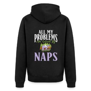 Faultier Liebhaber Faultier Geschenk - Unisex Premium Bio Zip Hoodie - Schwarz - Hinten - Nico (187cm)