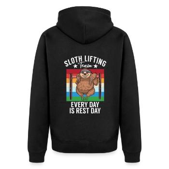 Faultier Liebhaber Faultier Geschenk - Unisex Premium Bio Zip Hoodie - Schwarz - Hinten - Nico (187cm)