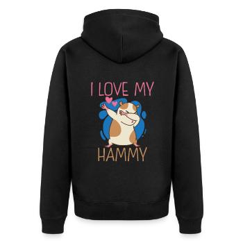 Hamster Lover Hamster Gift - Unisex Premium Organic Zip Hoodie - black - Back - Nico (187cm)