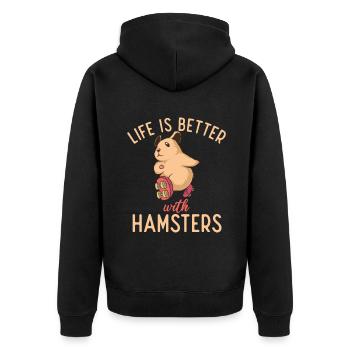 Hamster Liebhaber Hamster Geschenk - Unisex Premium Bio Zip Hoodie - Schwarz - Hinten - Nico (187cm)