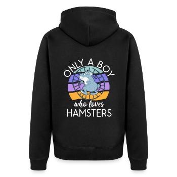Hamster Liebhaber Hamster Geschenk - Unisex Premium Bio Zip Hoodie - Schwarz - Hinten - Nico (187cm)