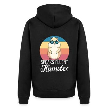 Hamster Liebhaber Hamster Geschenk - Unisex Premium Bio Zip Hoodie - Schwarz - Hinten - Nico (187cm)