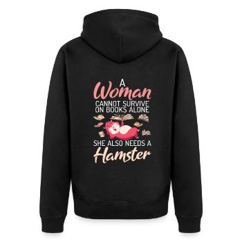 Hamster Lover Hamster Gift - Unisex Premium Organic Zip Hoodie - black - Back - Nico (187cm)
