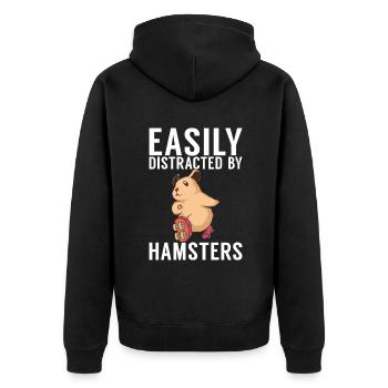 Hamster Lover Hamster Gift - Unisex Premium Organic Zip Hoodie - black - Back - Nico (187cm)