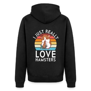 Hamster Liebhaber Hamster Geschenk - Unisex Premium Bio Zip Hoodie - Schwarz - Hinten - Nico (187cm)