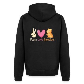 Hamster Lover Hamster Gift - Unisex Premium Organic Zip Hoodie - black - Back - Nico (187cm)