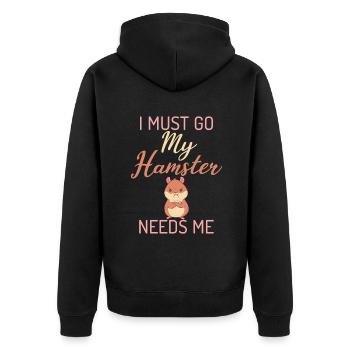 Hamster Liebhaber Hamster Geschenk - Unisex Premium Bio Zip Hoodie - Schwarz - Hinten - Nico (187cm)
