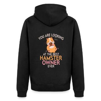 Hamster Liebhaber Hamster Geschenk - Unisex Premium Bio Zip Hoodie - Schwarz - Hinten - Nico (187cm)