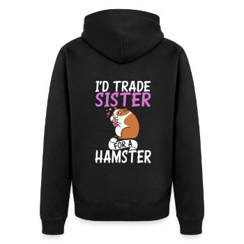 Hamster Liebhaber Hamster Geschenk - Unisex Premium Bio Zip Hoodie - Schwarz - Hinten - Nico (187cm)