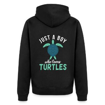 Turtle Owner Gift Turtle Lover - Unisex Premium Organic Zip Hoodie - black - Back - Nico (187cm)
