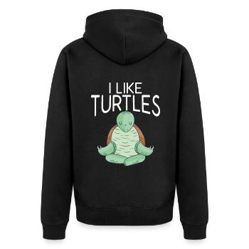 Turtle Owner Gift Turtle Lover - Unisex Premium Organic Zip Hoodie - black - Back - Nico (187cm)