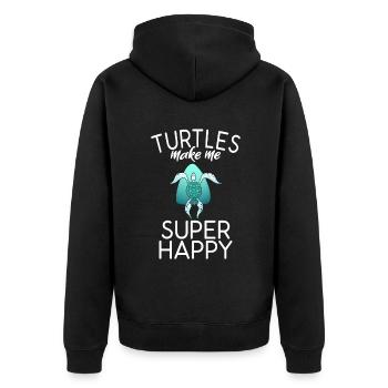 Turtle Owner Gift Turtle Lover - Unisex Premium Organic Zip Hoodie - black - Back - Nico (187cm)
