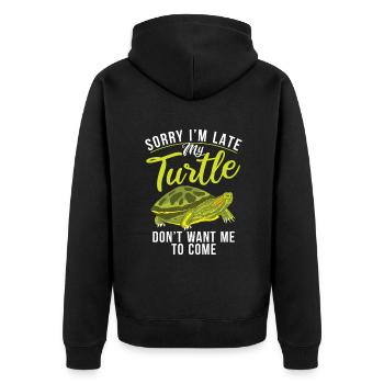 Turtle Owner Gift Turtle Lover - Unisex Premium Organic Zip Hoodie - black - Back - Nico (187cm)