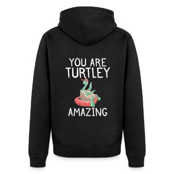 Turtle Owner Gift Turtle Lover - Unisex Premium Organic Zip Hoodie - black - Back - Nico (187cm)