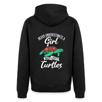 Turtle Owner Gift Turtle Lover - Unisex Premium Organic Zip Hoodie - black - Back - Nico (187cm)