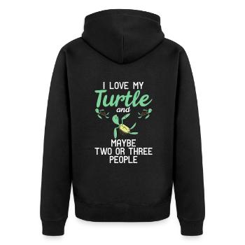 Turtle Owner Gift Turtle Lover - Unisex Premium Organic Zip Hoodie - black - Back - Nico (187cm)