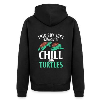 Turtle Owner Gift Turtle Lover - Unisex Premium Organic Zip Hoodie - black - Back - Nico (187cm)