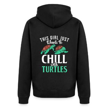 Turtle Owner Gift Turtle Lover - Unisex Premium Organic Zip Hoodie - black - Back - Nico (187cm)