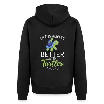Turtle Owner Gift Turtle Lover - Unisex Premium Organic Zip Hoodie - black - Back - Nico (187cm)