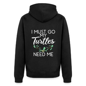 Turtle Owner Gift Turtle Lover - Unisex Premium Organic Zip Hoodie - black - Back - Nico (187cm)