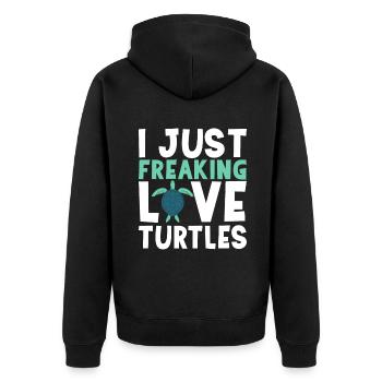 Turtle Owner Gift Turtle Lover - Unisex Premium Organic Zip Hoodie - black - Back - Nico (187cm)