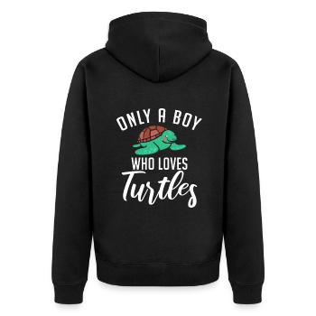 Turtle Owner Gift Turtle Lover - Unisex Premium Organic Zip Hoodie - black - Back - Nico (187cm)