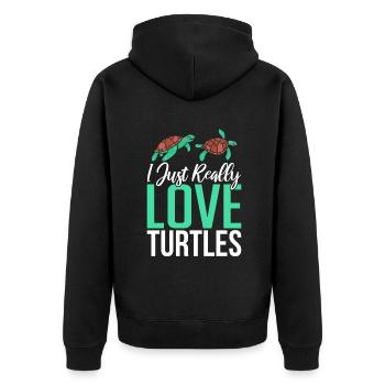 Turtle Owner Gift Turtle Lover - Unisex Premium Organic Zip Hoodie - black - Back - Nico (187cm)