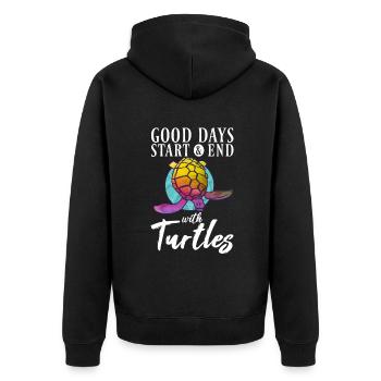Turtle Owner Gift Turtle Lover - Unisex Premium Organic Zip Hoodie - black - Back - Nico (187cm)