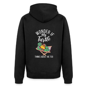 Turtle Owner Gift Turtle Lover - Unisex Premium Organic Zip Hoodie - black - Back - Nico (187cm)