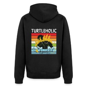 Turtle Owner Gift Turtle Lover - Unisex Premium Organic Zip Hoodie - black - Back - Nico (187cm)