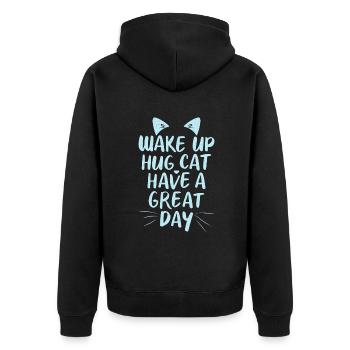Gift Cat Owner Cat Gift - Unisex Premium Organic Zip Hoodie - black - Back - Nico (187cm)