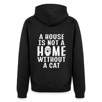 Gift Cat Owner Cat Gift - Unisex Premium Organic Zip Hoodie - black - Back - Nico (187cm)